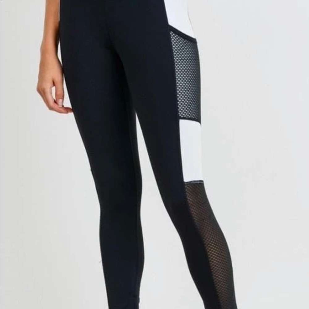 Mono B High Rise Mesh Color Block Full Leggings